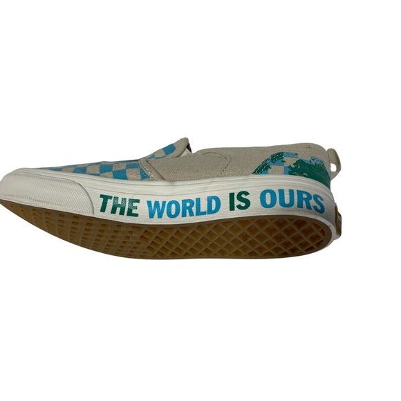 Vans Youth Size 6 Checkered The World Is Our Map Slip On SNeaker Shoes Eco Posit - Picture 6 of 6